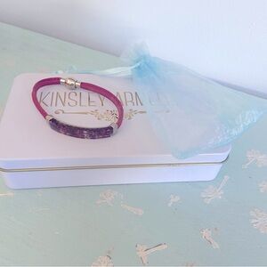 Pink leather with stone bracelet